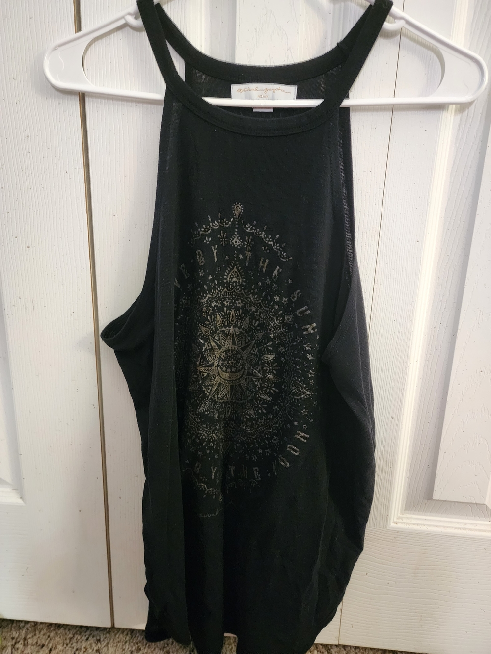 Spiritual Gangster Black Tank Top with Metallic Sun Mandala